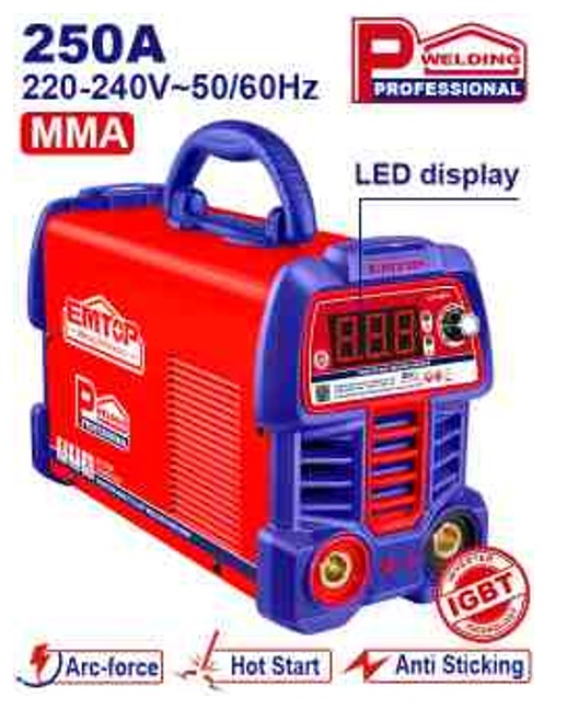 EWDEM2561, Inverter MMA welding machine - AC 220-240V, 15-250A Professional Welding Equipment with Complete Accessories Kit